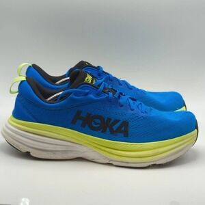 Hoka One One Bondi 8 Shoes Mens Size 13 Blue Yellow Running Road 1123202 ELT